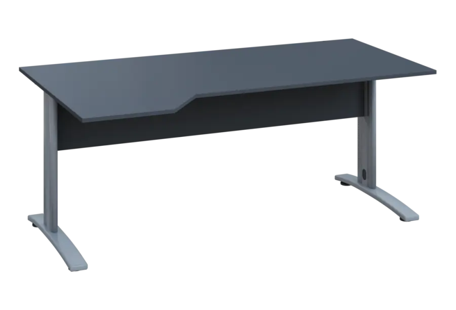 EZK 28 - 184 stůl kancelářský, rohový, levý, kovová podnož stříbrná, deska 25 mm, široký 1800 mm, antracit